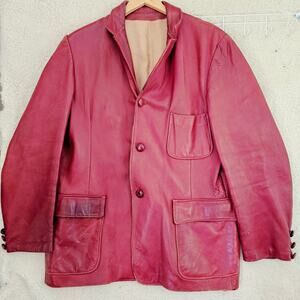 Vtg 70s Milfur Milwaukee Deerskin Leather Blazer Jacket Coat Western 44R